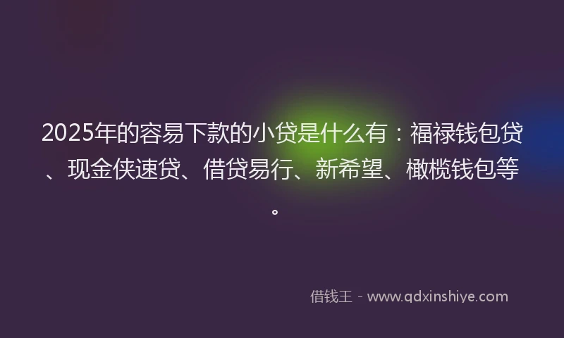 2025年的容易下款的小贷是什么有：福禄钱包贷、现金侠速贷、借贷易行、新希望、橄榄钱包等。