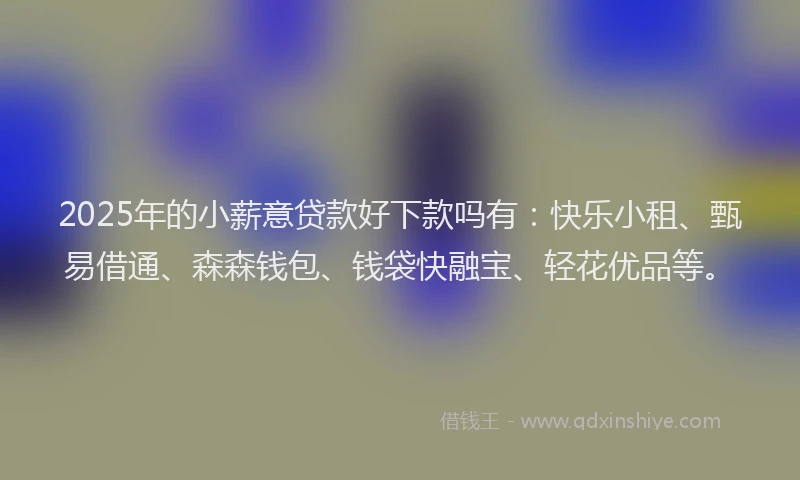 2025年的小薪意贷款好下款吗有：快乐小租、甄易借通、森森钱包、钱袋快融宝、轻花优品等。