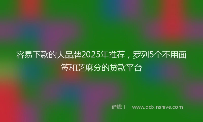 容易下款的大品牌2025年推荐，罗列5个不用面签和芝麻分的贷款平台