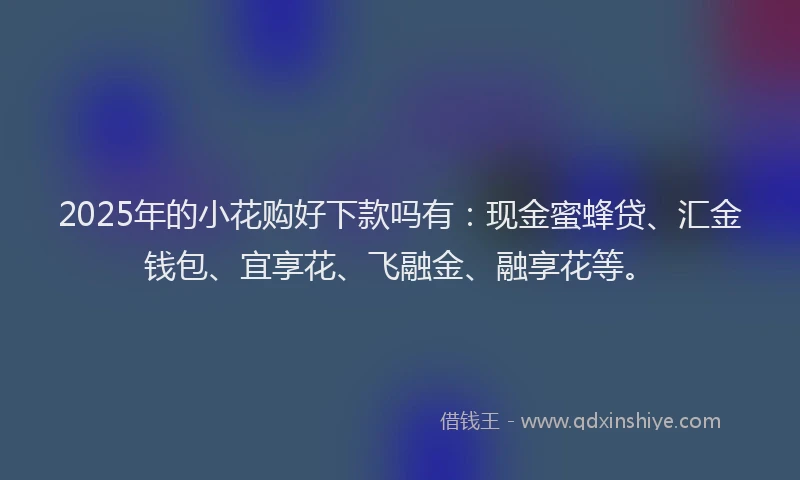 2025年的小花购好下款吗有：现金蜜蜂贷、汇金钱包、宜享花、飞融金、融享花等。