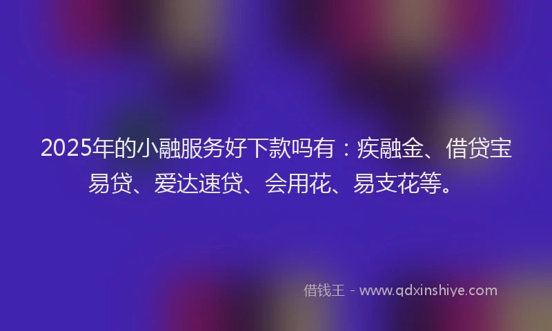 2025年的小融服务好下款吗有：疾融金、借贷宝易贷、爱达速贷、会用花、易支花等。