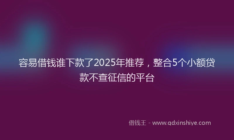 容易借钱谁下款了2025年推荐，整合5个小额贷款不查征信的平台