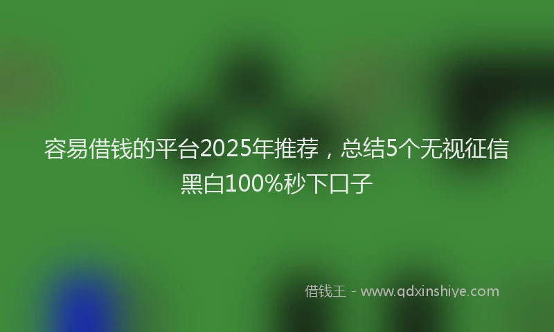 容易借钱的平台2025年推荐，总结5个无视征信黑白100%秒下口子