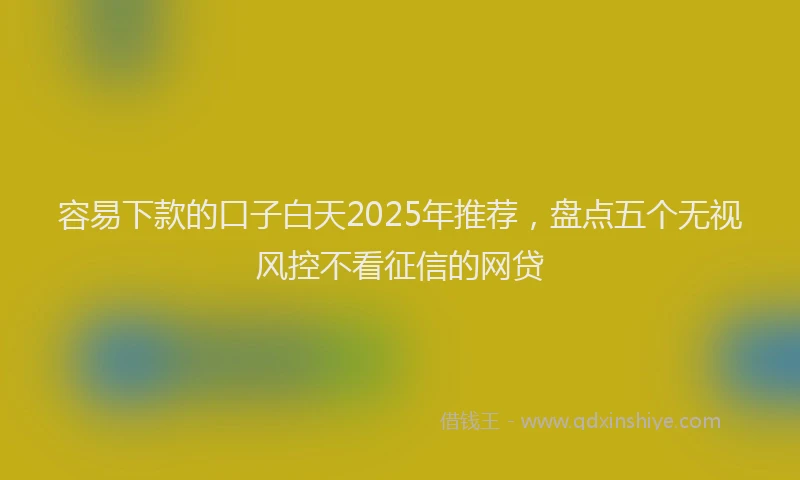 容易下款的口子白天2025年推荐，盘点五个无视风控不看征信的网贷
