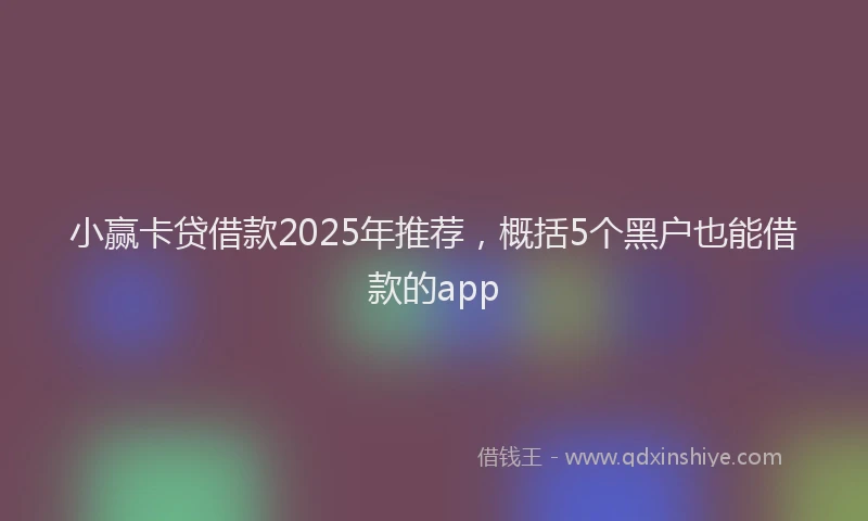 小赢卡贷借款2025年推荐，概括5个黑户也能借款的app