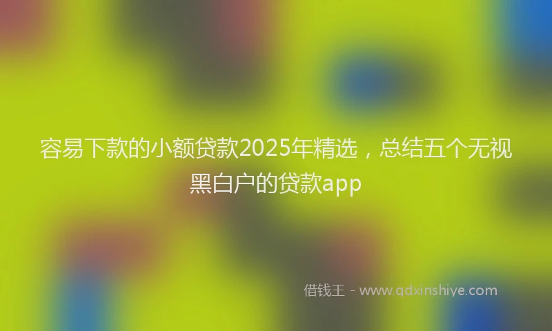 容易下款的小额贷款2025年精选，总结五个无视黑白户的贷款app