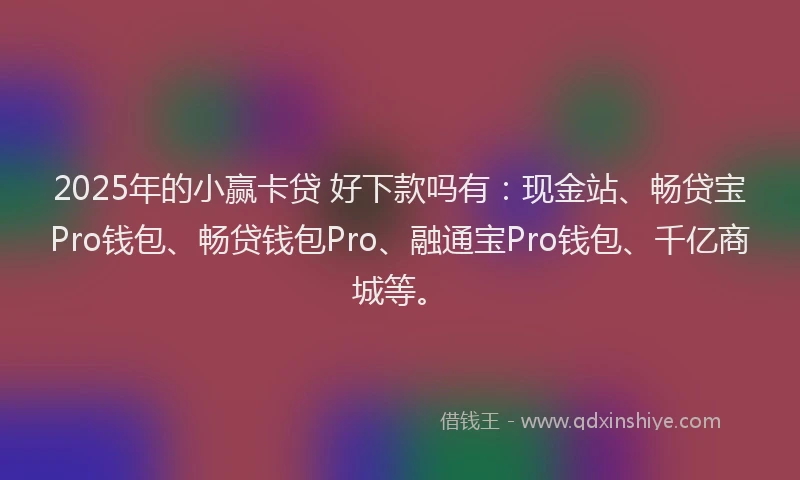 2025年的小赢卡贷 好下款吗有：现金站、畅贷宝Pro钱包、畅贷钱包Pro、融通宝Pro钱包、千亿商城等。