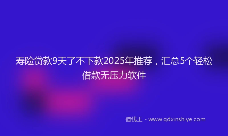 寿险贷款9天了不下款2025年推荐，汇总5个轻松借款无压力软件