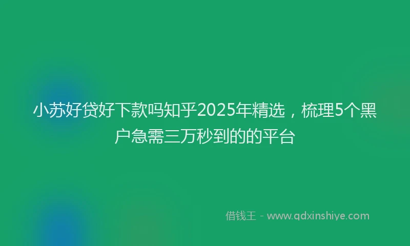 小苏好贷好下款吗知乎2025年精选，梳理5个黑户急需三万秒到的的平台