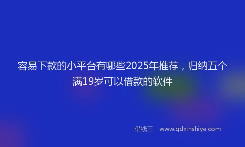 容易下款的小平台有哪些2025年推荐，归纳五个满19岁可以借款的软件