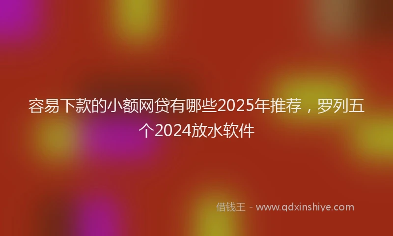 容易下款的小额网贷有哪些2025年推荐，罗列五个2024放水软件
