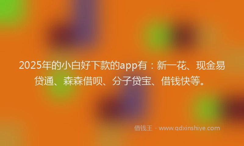 2025年的小白好下款的app有：新一花、现金易贷通、森森借呗、分子贷宝、借钱快等。