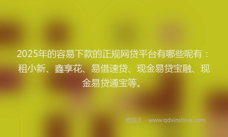 2025年的容易下款的正规网贷平台有哪些呢有：租小新、鑫享花、易借速贷、现金易贷宝融、现金易贷通宝等。