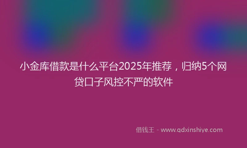 小金库借款是什么平台2025年推荐，归纳5个网贷口子风控不严的软件