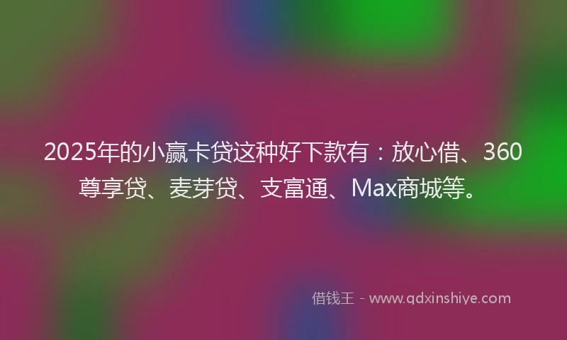 2025年的小赢卡贷这种好下款有：放心借、360尊享贷、麦芽贷、支富通、Max商城等。