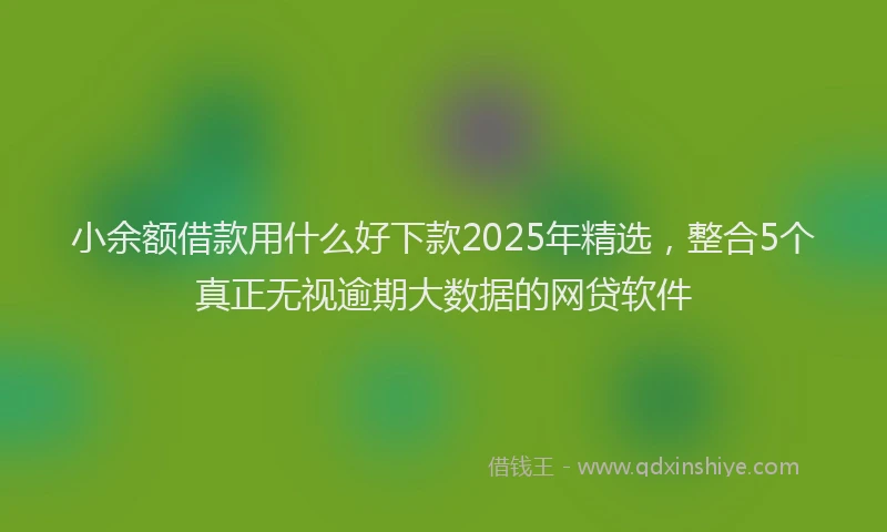 小余额借款用什么好下款2025年精选，整合5个真正无视逾期大数据的网贷软件