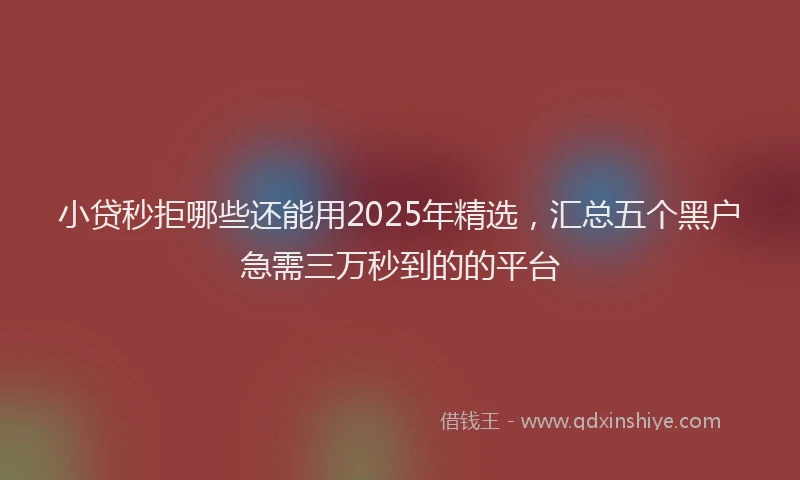 小贷秒拒哪些还能用2025年精选，汇总五个黑户急需三万秒到的的平台