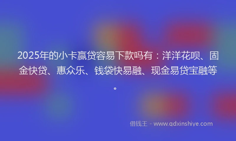 2025年的小卡赢贷容易下款吗有：洋洋花呗、固金快贷、惠众乐、钱袋快易融、现金易贷宝融等。