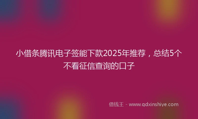 小借条腾讯电子签能下款2025年推荐，总结5个不看征信查询的口子