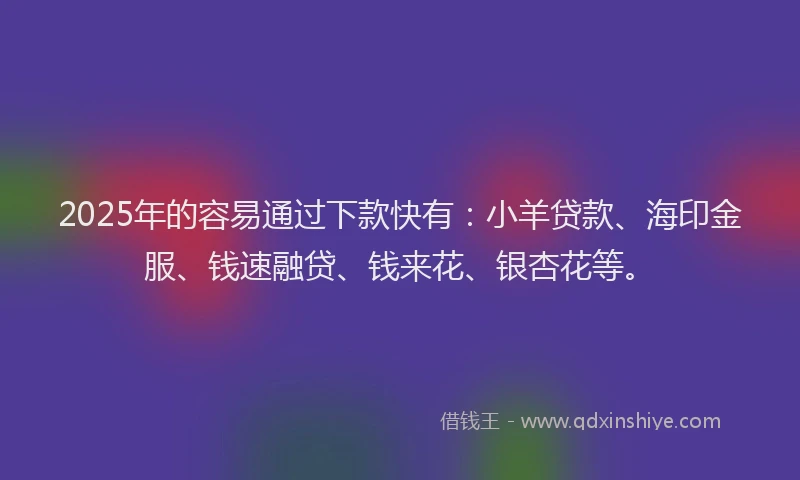 2025年的容易通过下款快有：小羊贷款、海印金服、钱速融贷、钱来花、银杏花等。