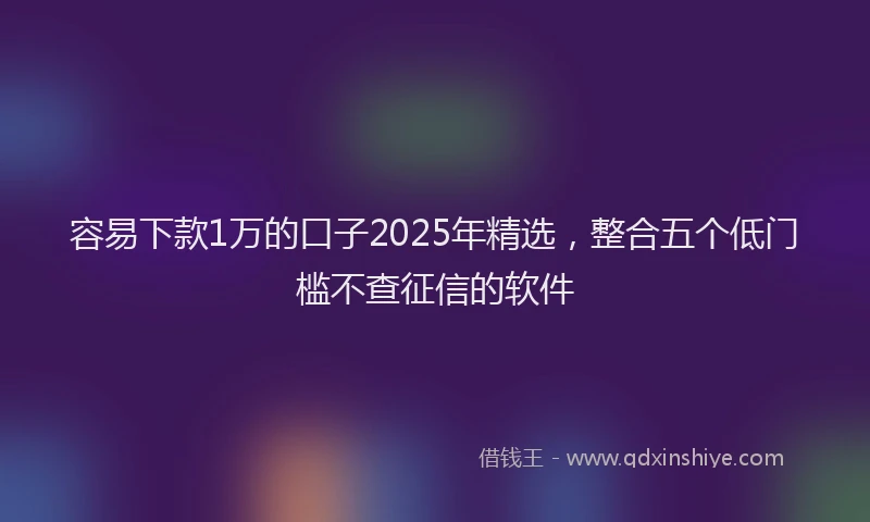 容易下款1万的口子2025年精选，整合五个低门槛不查征信的软件