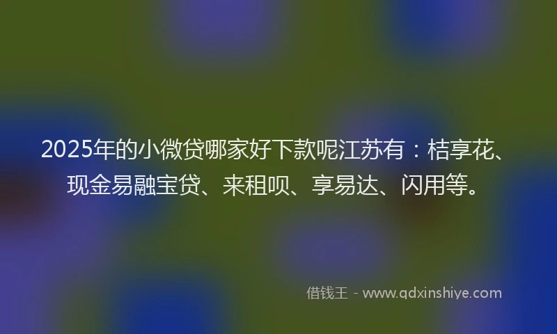 2025年的小微贷哪家好下款呢江苏有：桔享花、现金易融宝贷、来租呗、享易达、闪用等。