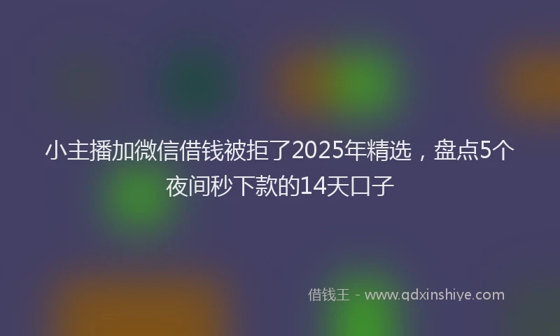 小主播加微信借钱被拒了2025年精选，盘点5个夜间秒下款的14天口子