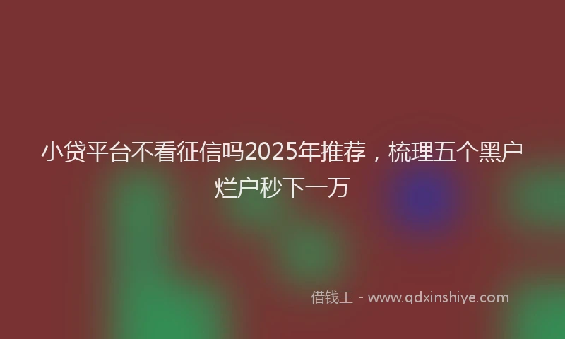 小贷平台不看征信吗2025年推荐，梳理五个黑户烂户秒下一万