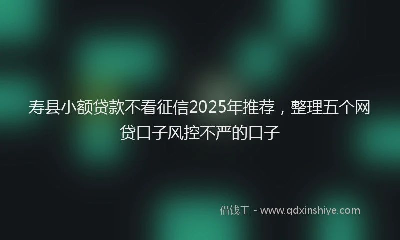 寿县小额贷款不看征信2025年推荐，整理五个网贷口子风控不严的口子