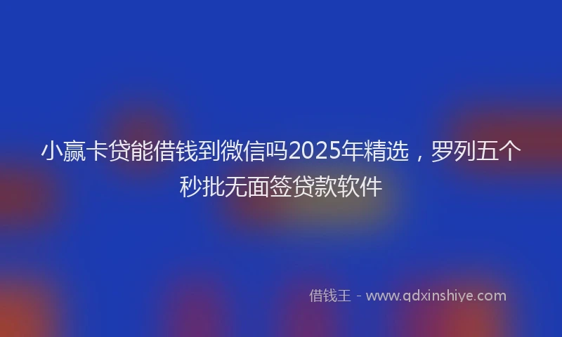 小赢卡贷能借钱到微信吗2025年精选，罗列五个秒批无面签贷款软件