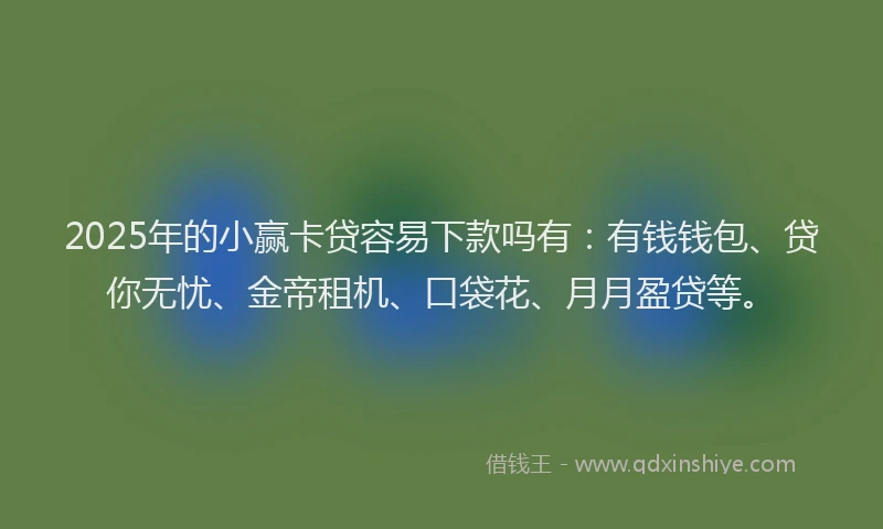 2025年的小赢卡贷容易下款吗有：有钱钱包、贷你无忧、金帝租机、口袋花、月月盈贷等。