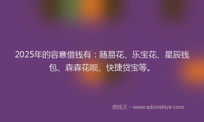 2025年的容意借钱有：随易花、乐宝花、星辰钱包、森森花呗、快捷贷宝等。