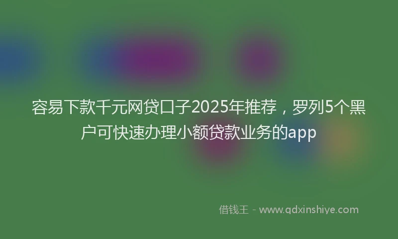 容易下款千元网贷口子2025年推荐，罗列5个黑户可快速办理小额贷款业务的app