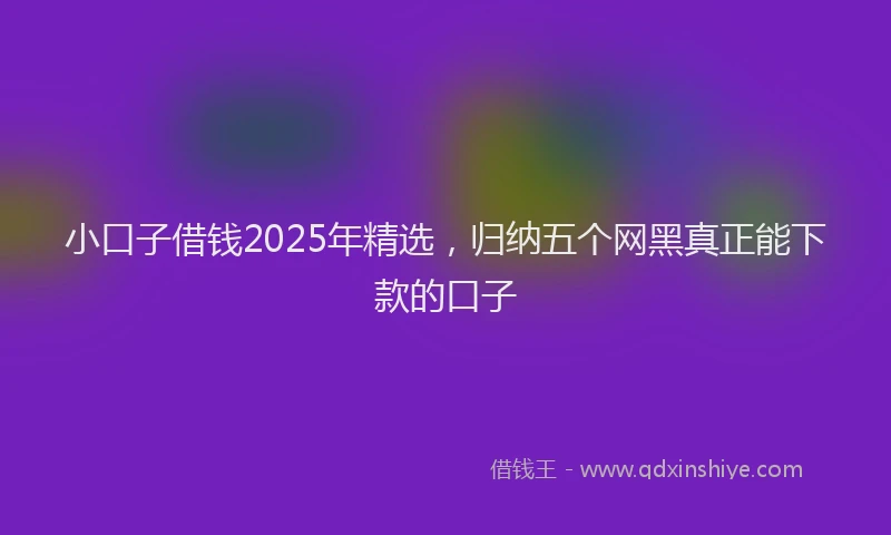 小口子借钱2025年精选，归纳五个网黑真正能下款的口子