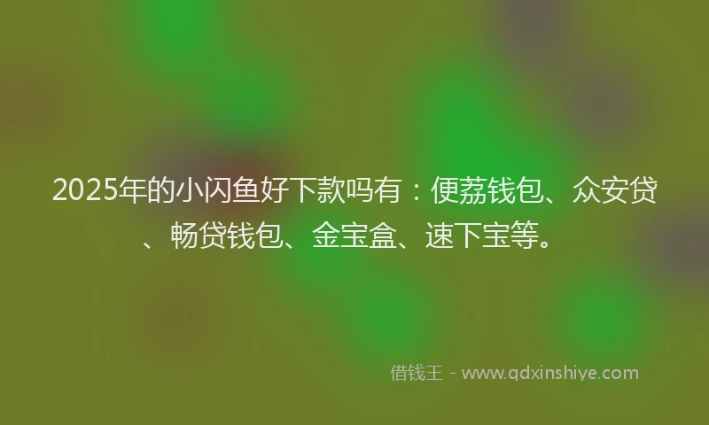 2025年的小闪鱼好下款吗有：便荔钱包、众安贷、畅贷钱包、金宝盒、速下宝等。