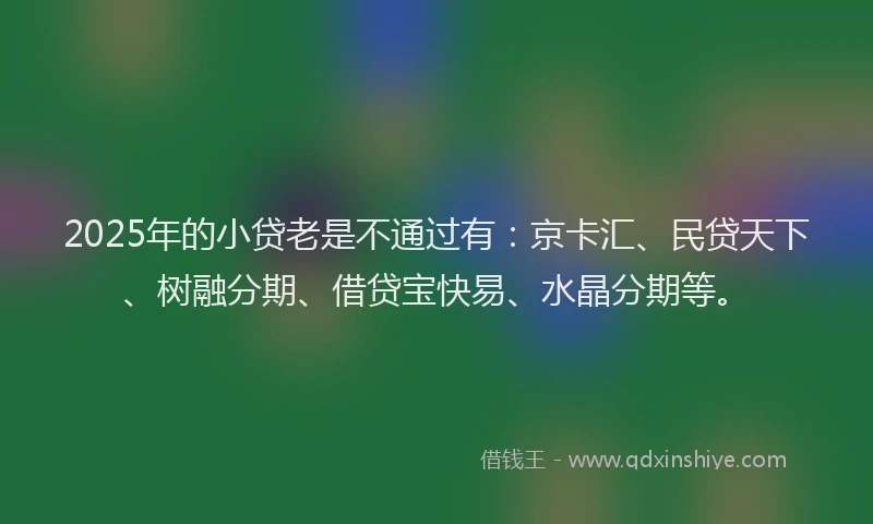 2025年的小贷老是不通过有：京卡汇、民贷天下、树融分期、借贷宝快易、水晶分期等。