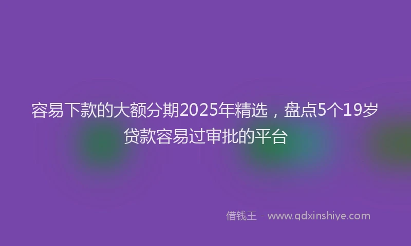 容易下款的大额分期2025年精选，盘点5个19岁贷款容易过审批的平台