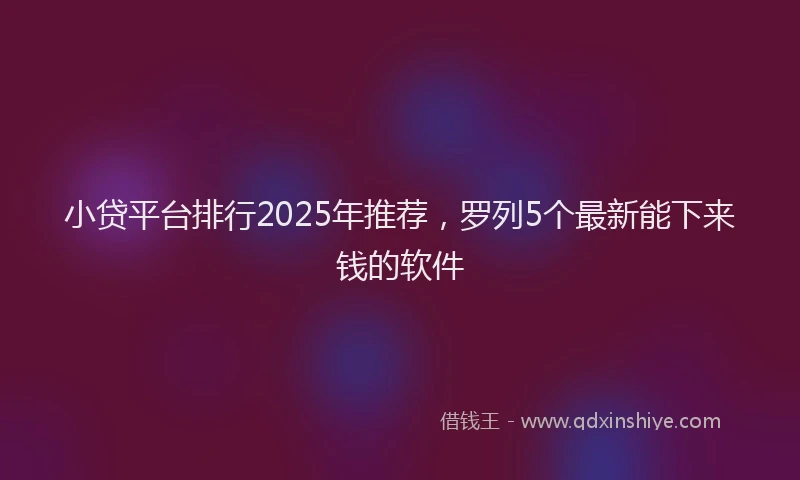 小贷平台排行2025年推荐，罗列5个最新能下来钱的软件