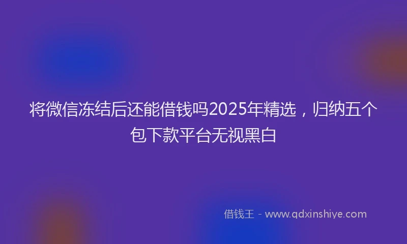 将微信冻结后还能借钱吗2025年精选，归纳五个包下款平台无视黑白