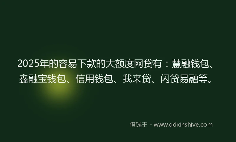 2025年的容易下款的大额度网贷有：慧融钱包、鑫融宝钱包、信用钱包、我来贷、闪贷易融等。