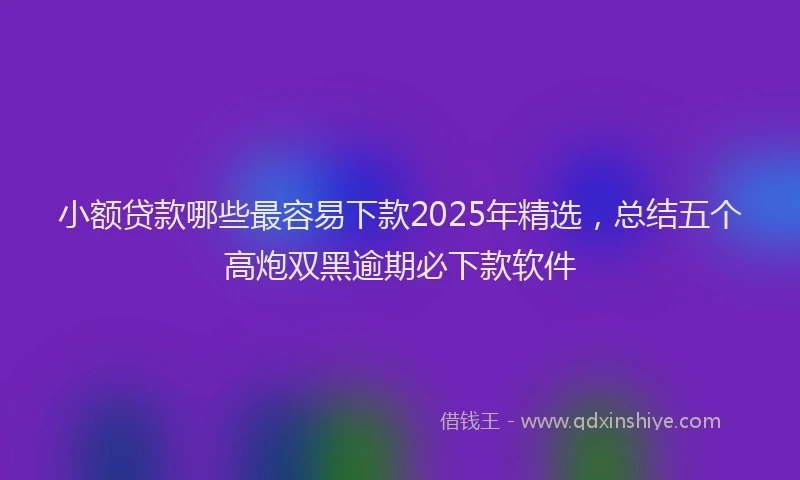 小额贷款哪些最容易下款2025年精选，总结五个高炮双黑逾期必下款软件