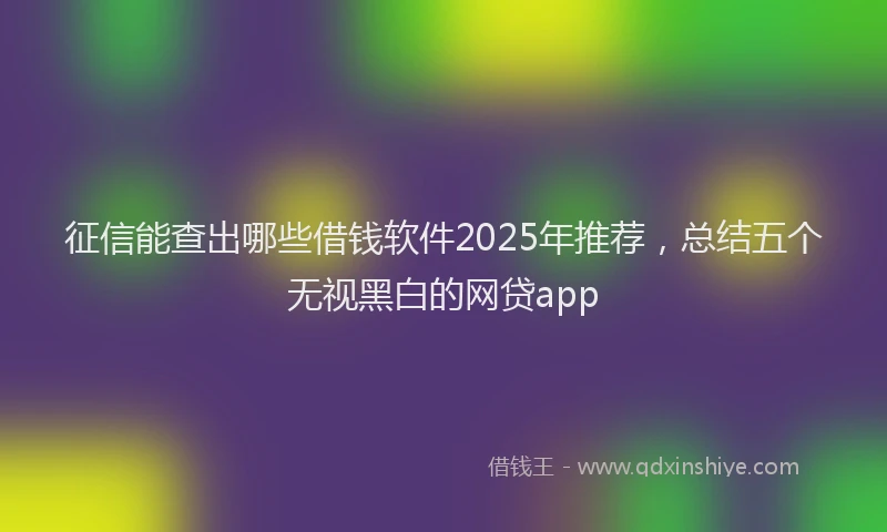 征信能查出哪些借钱软件2025年推荐，总结五个无视黑白的网贷app