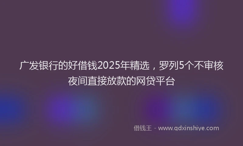 广发银行的好借钱2025年精选，罗列5个不审核夜间直接放款的网贷平台