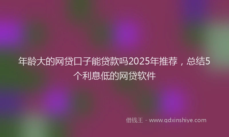 年龄大的网贷口子能贷款吗2025年推荐，总结5个利息低的网贷软件