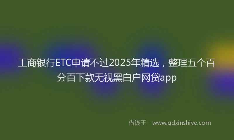 工商银行ETC申请不过2025年精选，整理五个百分百下款无视黑白户网贷app