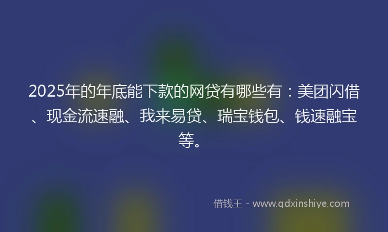 2025年的年底能下款的网贷有哪些有：美团闪借、现金流速融、我来易贷、瑞宝钱包、钱速融宝等。