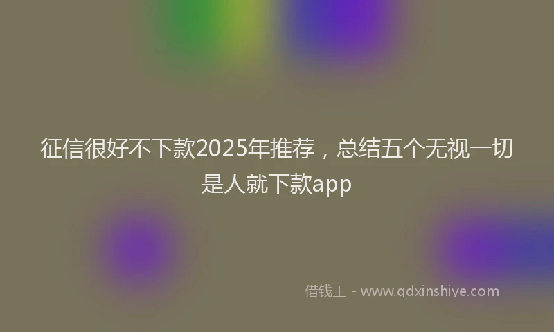 征信很好不下款2025年推荐，总结五个无视一切是人就下款app