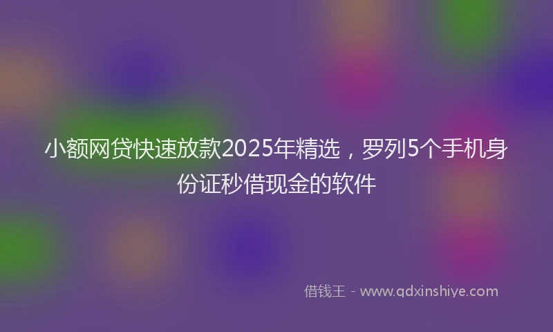 小额网贷快速放款2025年精选，罗列5个手机身份证秒借现金的软件