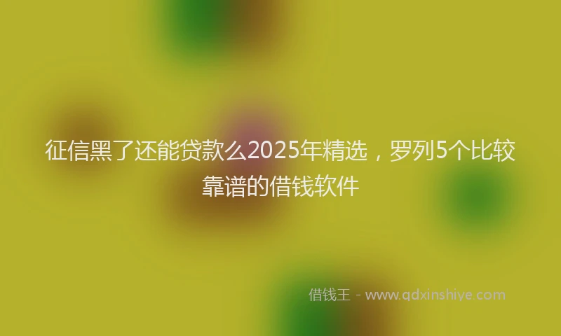 征信黑了还能贷款么2025年精选，罗列5个比较靠谱的借钱软件