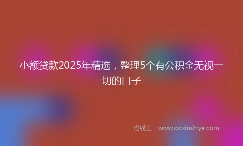 小额贷款2025年精选，整理5个有公积金无视一切的口子